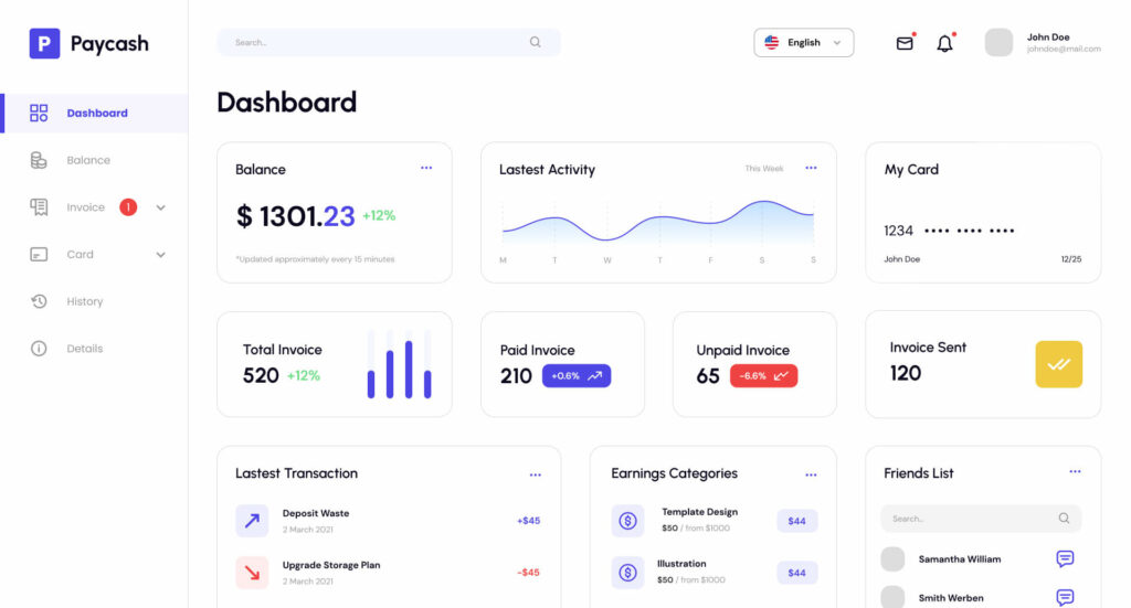 EIPP Software Dashboard - Detailed Payment and Data Visualization